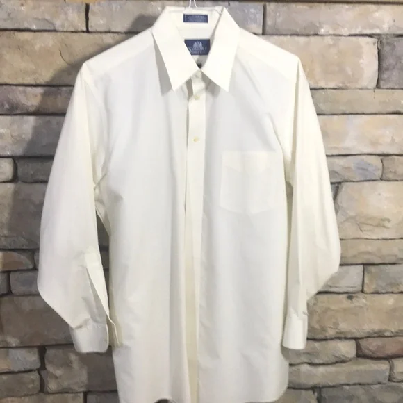 stafford wrinkle free dress shirt Stafford Wrinkle Free Men's Sz 15.5 32-33 White Striped Long Sleeve Dress  Shirt